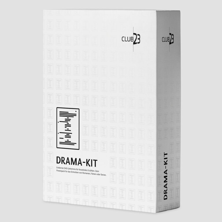 Weiße Produktbox zur Kompakt-Masterclass „Drama-Kit“ auf Grau