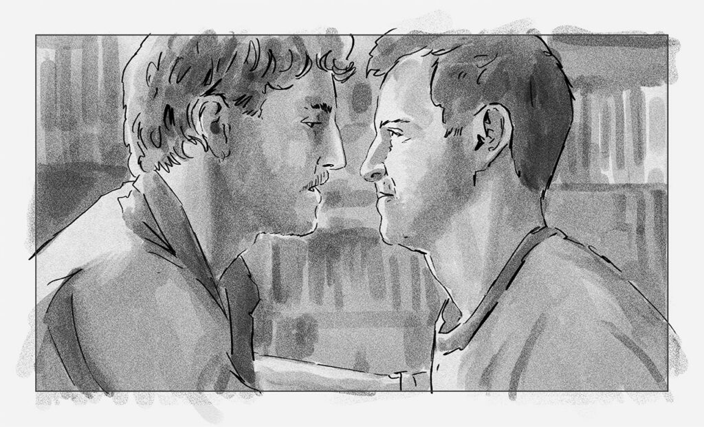 Zwei Männer sind sich sehr nahe